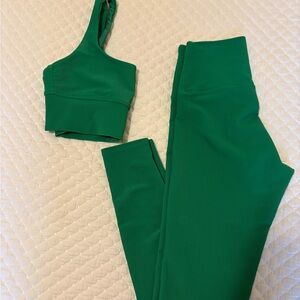 Beach Riot Green Ribbed Sports bra & leggings set